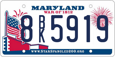 MD license plate 8BK5919