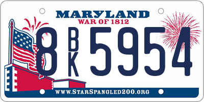 MD license plate 8BK5954