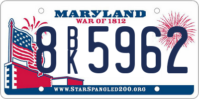 MD license plate 8BK5962