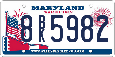 MD license plate 8BK5982
