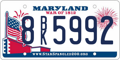 MD license plate 8BK5992
