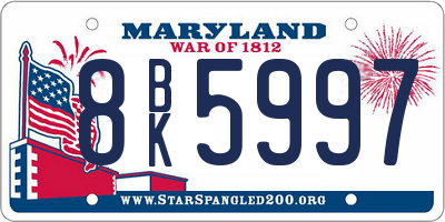 MD license plate 8BK5997
