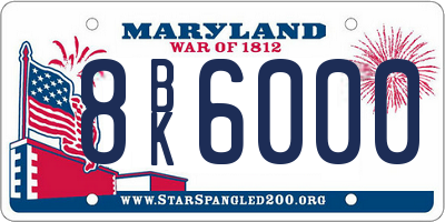 MD license plate 8BK6000