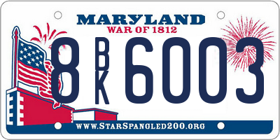 MD license plate 8BK6003