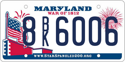 MD license plate 8BK6006