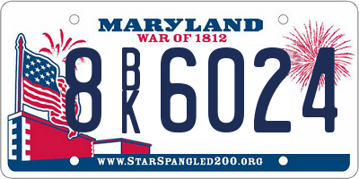 MD license plate 8BK6024
