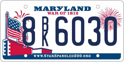 MD license plate 8BK6030
