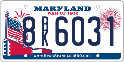 MD license plate 8BK6031