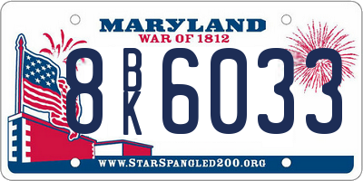MD license plate 8BK6033