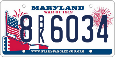 MD license plate 8BK6034