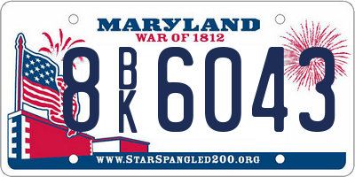 MD license plate 8BK6043