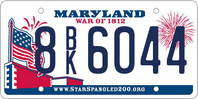 MD license plate 8BK6044