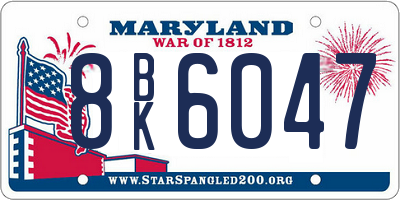 MD license plate 8BK6047