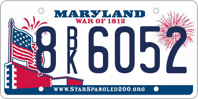MD license plate 8BK6052