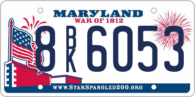 MD license plate 8BK6053