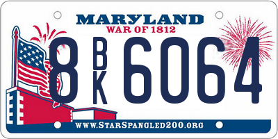 MD license plate 8BK6064