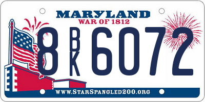 MD license plate 8BK6072