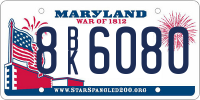 MD license plate 8BK6080