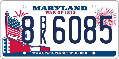 MD license plate 8BK6085