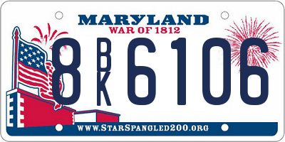 MD license plate 8BK6106