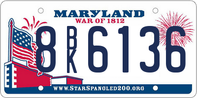 MD license plate 8BK6136