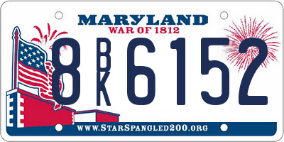 MD license plate 8BK6152