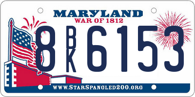 MD license plate 8BK6153