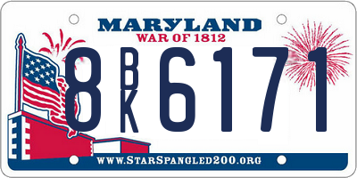MD license plate 8BK6171