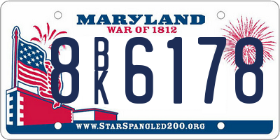 MD license plate 8BK6178