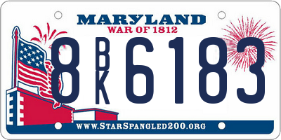MD license plate 8BK6183