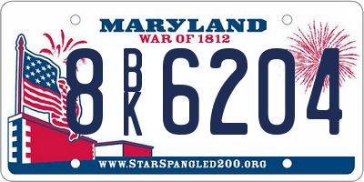 MD license plate 8BK6204