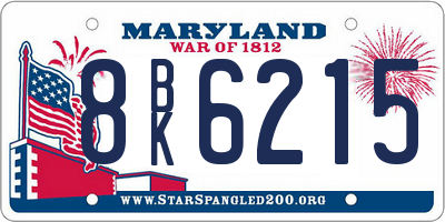 MD license plate 8BK6215