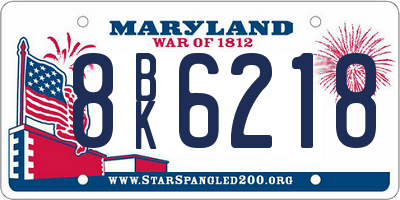 MD license plate 8BK6218