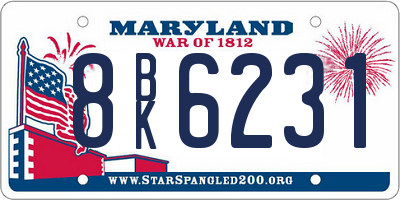 MD license plate 8BK6231