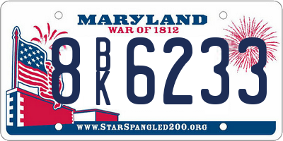 MD license plate 8BK6233