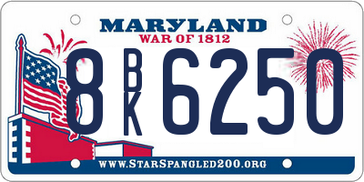 MD license plate 8BK6250