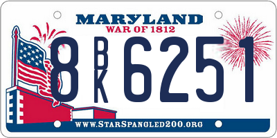 MD license plate 8BK6251