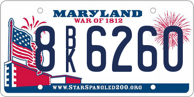 MD license plate 8BK6260