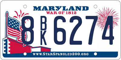 MD license plate 8BK6274