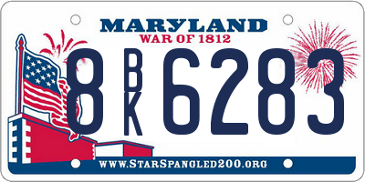 MD license plate 8BK6283