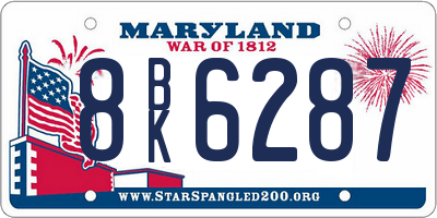 MD license plate 8BK6287