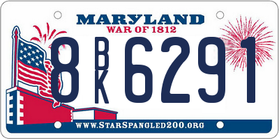 MD license plate 8BK6291