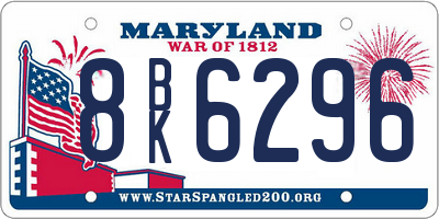 MD license plate 8BK6296