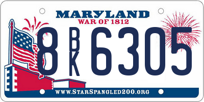 MD license plate 8BK6305