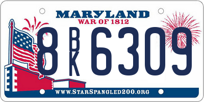 MD license plate 8BK6309
