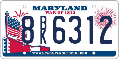 MD license plate 8BK6312