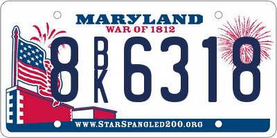 MD license plate 8BK6318
