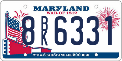 MD license plate 8BK6331