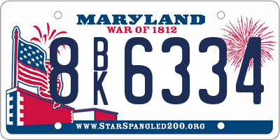 MD license plate 8BK6334