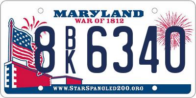 MD license plate 8BK6340